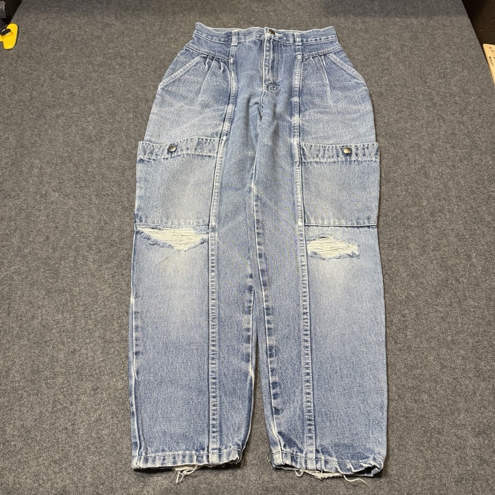 VTG 90s JCPenney Womens Utility Taper‎ Jeans Size 6 (24x24.5) Distressed Grunge